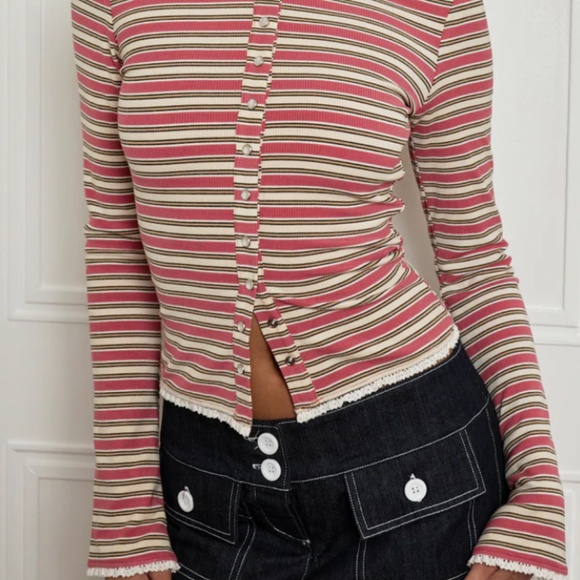 FAIT PAR FOUTCH EDITH CARDIGAN - SCARLET STRIPE - Picture 2 of 5